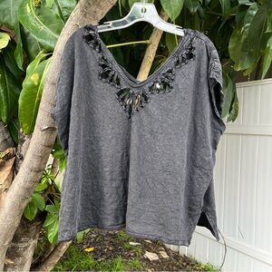 Free People Cutout Double V-Neck Tee.
